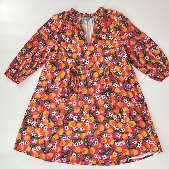 Draper James Kellie Babydoll Dress Orange‎ Blossom oversized fun XS - Picture 3 of 10